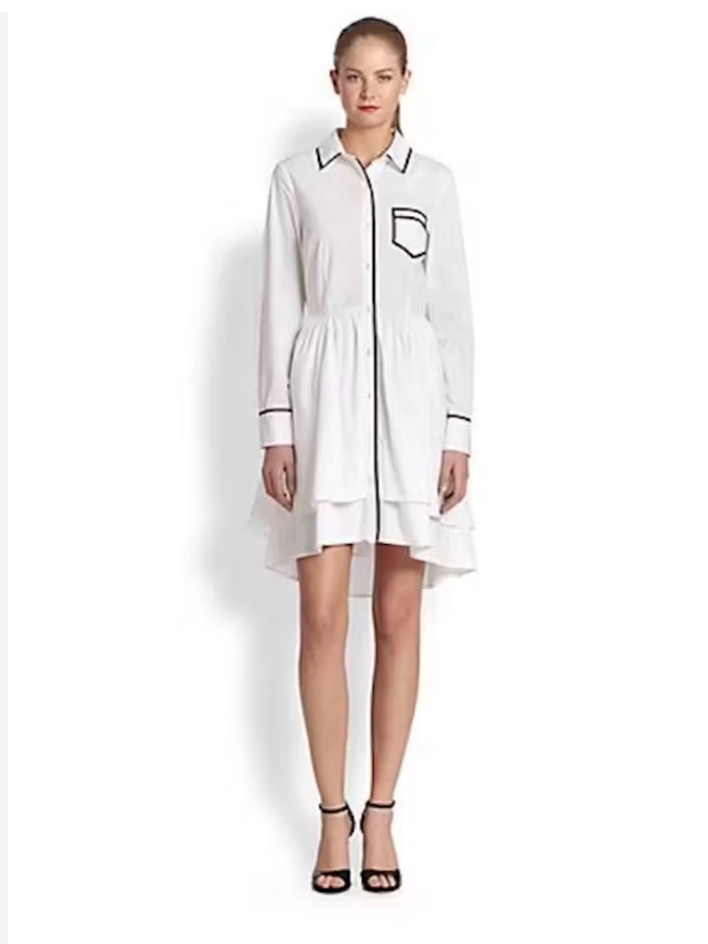 Pink Tartan White Shirt Dress with Navy Trim…W Pockets!